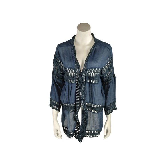 Anthropologie Womens One Size Evelyn K Tiered Boho Crochet Cover-up Kimono - Picture 5 of 8